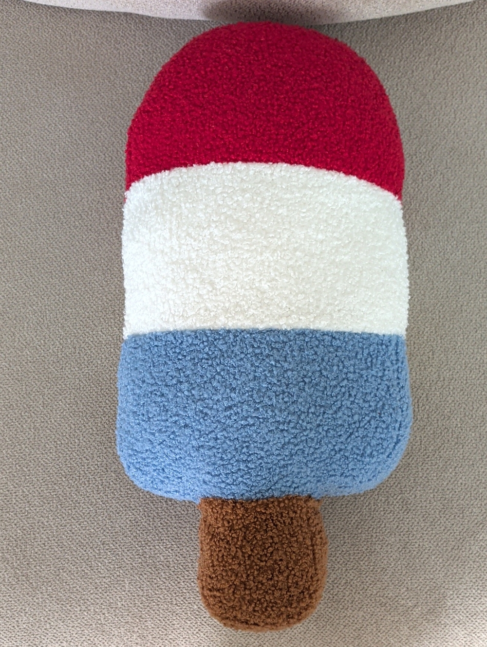 Plush Patriotic Popsicle Throw Pillow in Red, White & Blue 17"